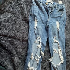 Hollister High Rise Distressed Blue Jeans